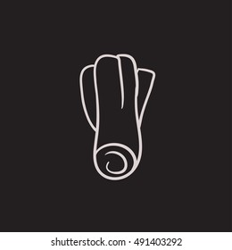 Icono de esbozo del vector de la hoja aislado en el fondo. Icono de Leek dibujado a mano. Icono de boceto para infografía, sitio web o aplicación.