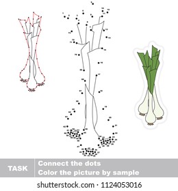 Leek Vegetable. Dot to dot educational game for kids.