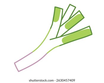 Leek vegetable isolated on white background. Flat vector illustration