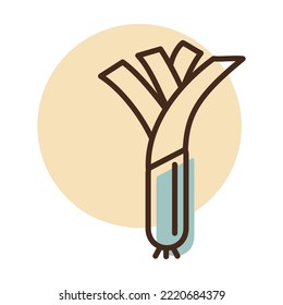 Leeks, fresh onion stalk isolated design vector icon. Vegetable sign. Graph symbol for food and drinks web site, apps design, mobile apps and print media, logo, UI