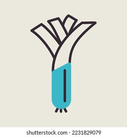 Leeks, fresh onion stalk isolated design vector icon. Vegetable sign. Graph symbol for food and drinks web site, apps design, mobile apps and print media, logo, UI