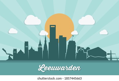 Leeuwarden skyline Netherlands cityscape vector illustration