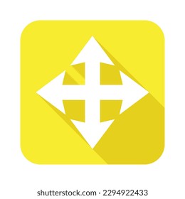 left 3d arrow icon vector illustration, flat icon with long shadow