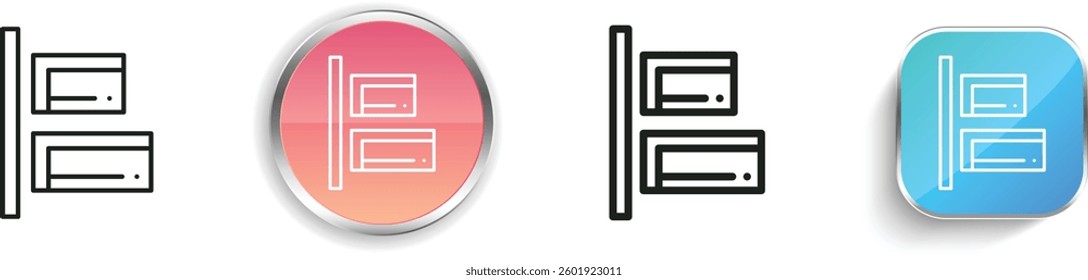 left align icon. Thin Linear, Regular and Button Style Design Isolated On White Background