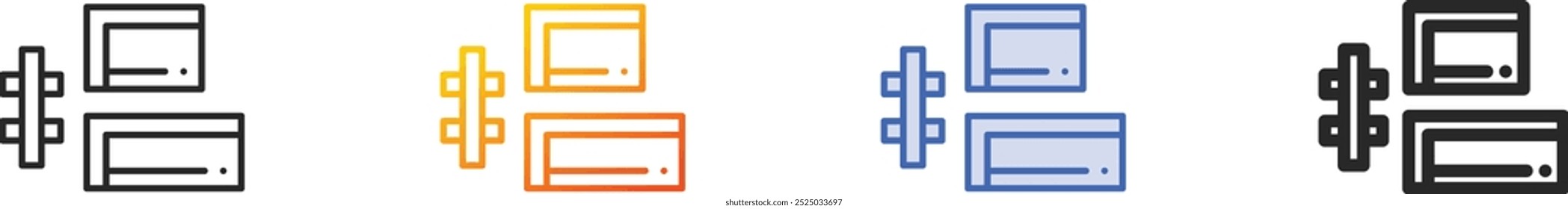 left alignment icon.Thin Linear, Gradient, Blue Stroke and bold Style Design Isolated On White Background