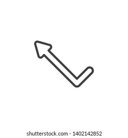 Left angle arrow line icon. linear style sign for mobile concept and web design. Curved arrow up outline vector icon. Symbol, logo illustration. Vector graphics