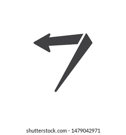 Left angle arrow vector icon. Previous filled flat sign for mobile concept and web design. Turn left glyph icon. Symbol, logo illustration. Vector graphics