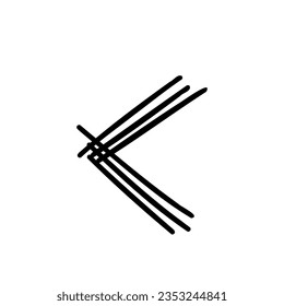 Left angle bracket scribble font in doodle scribble brush hand drawn style isolated on white background. For lettering, presentation, education, logo, signboard, branding, abc, alphabet.