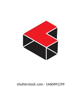 left arrow 3d geometric design symbol logo vector