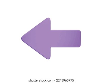 Left arrow with 3d vector icon cartoon minimal style