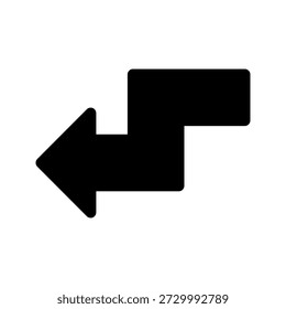 Left Arrow Back Icon With Stacked Blocks, Black Silhouette, Modern UI Navigation Symbol