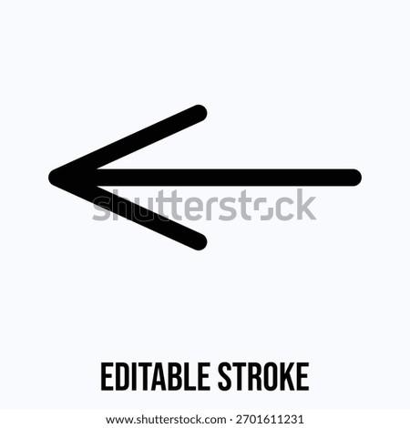 Left Arrow Backward Navigation Symbol Isolated Lineal Vector Icon, Editable Stroke.