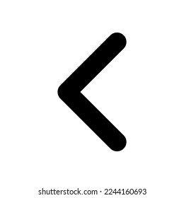 Left arrow black glyph ui icon. Navigation direction. Pointing sign. Mathematics. User interface design. Silhouette symbol on white space. Solid pictogram for web, mobile. Isolated vector illustration