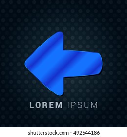 Left Arrow Blue metallic chromium precious Icon / Logo Design