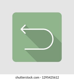 Left arrow button or back arrow icon in flat design. Modern flat design with long shadow.