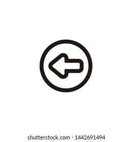 left arrow in a circle outline icon sign signifier vector