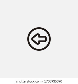 flecha izquierda en un icono de contorno circular símbolo ilustrador vectorial