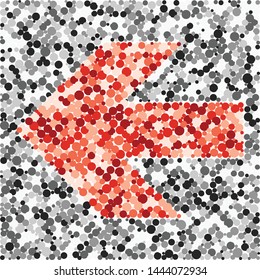 Left arrow color distributed circles dots illustration