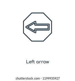 Left arrow concept line icon. Linear Left arrow concept outline symbol design. This simple element illustration can be used for web and mobile UI/UX.