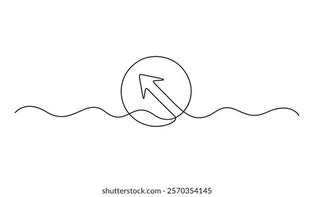 Left arrow continuous one line drawing vector illustration
