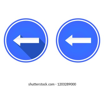 Left arrow flat icon, arrow button, use colors blue, red and white