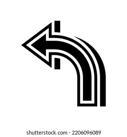 linker Pfeil-Glyphsymbol-Vektorgrafik. Linkes Pfeilzeichen. einzelne Symbolillustration