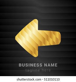 Left Arrow Gold and Black silk fashion premium icon / Logo
