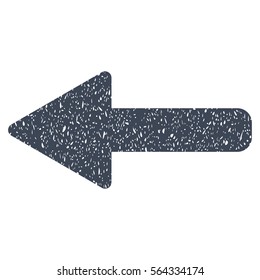 Left Arrow grainy textured icon for overlay watermark stamps. Flat symbol with dirty texture. Dotted vector smooth blue ink rubber seal stamp with grunge design on a white background.