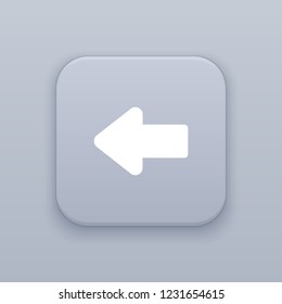 Left arrow, gray vector button with white icon on gray background