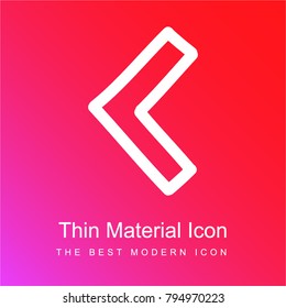 Left arrow hand drawn outline red and pink gradient material white icon minimal design