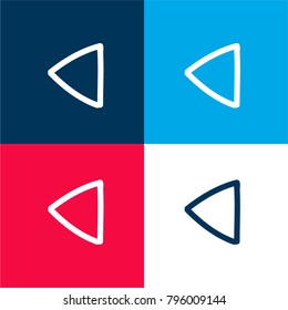 Left arrow hand drawn triangular shape four color material and minimal icon logo set in red and blue