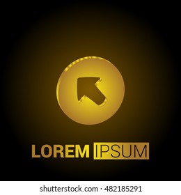 Up Left Arrow Head 3D Golden Metallic Premium Royal Corporate Logo / Icon