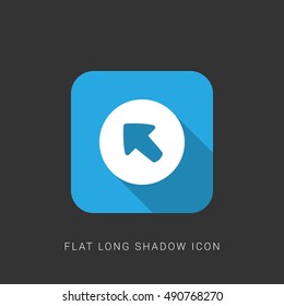 Up Left Arrow Head Flat blue long shadow Icon / Logo Design