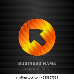Up Left Arrow Head Orange, Yellow and Black silk fashion premium icon / Logo