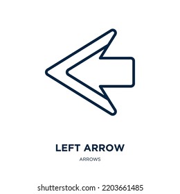 left arrow icon from arrows collection. Thin linear left arrow, arrow, down outline icon isolated on white background. Line vector left arrow sign, symbol for web and mobile