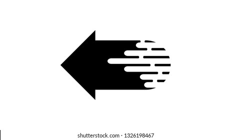 Left Arrow icon black with fast speed effect. Simple arrow symbol for element, decoration, template design. vector illustration 
