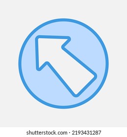 Icono de flecha arriba a la izquierda con estilo azul, uso para presentación de aplicación móvil del sitio web