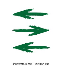 Left Arrow icon, direction symbol vector design. Hand drawn with ink. Vector illustration.