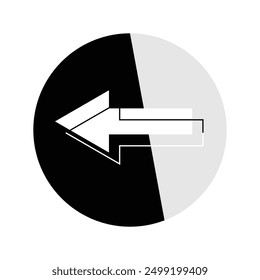left arrow icon eps 10 on white and black background 