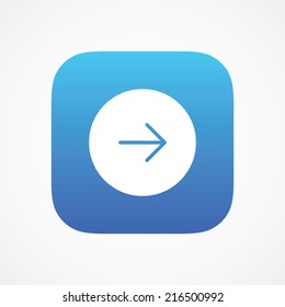 Left arrow icon in flat style on the rounded button