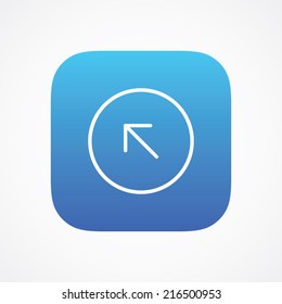 Up left arrow icon in line style on the rounded button