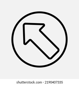 Icono de flecha arriba a la izquierda en estilo de línea, uso para presentación de aplicaciones móviles del sitio web