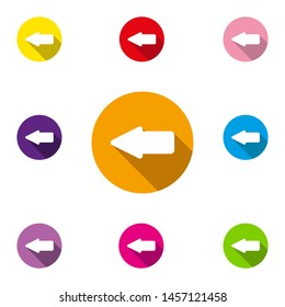 Left arrow icon with long shadow, simple flat design