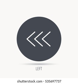Left arrow icon. Previous sign. Back direction symbol. Round web button with flat icon. Vector
