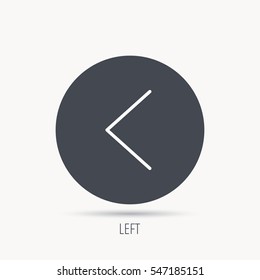 Left arrow icon. Previous sign. Back direction symbol. Round web button with flat icon. Vector