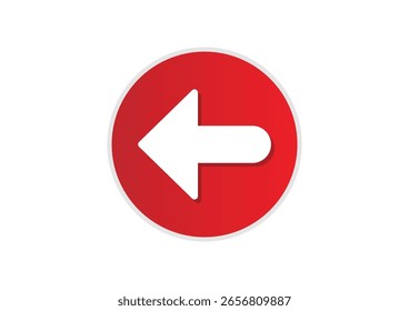 Icono de flecha izquierda en círculo rojo – Vector de símbolo de navegación de dirección