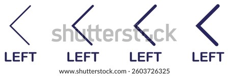 Left arrow icon set showing simple single-stroke arrow shapes in multiple weights.