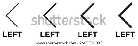 Left arrow icon set showing simple single-stroke arrow shapes in multiple weights.