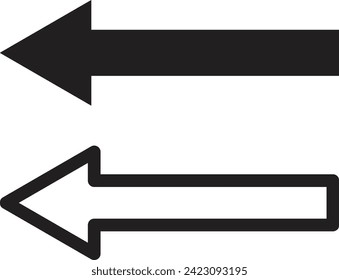 Icono de flecha izquierda establecido en dos estilos. Icono de flecha atrás. Ilustración del vector