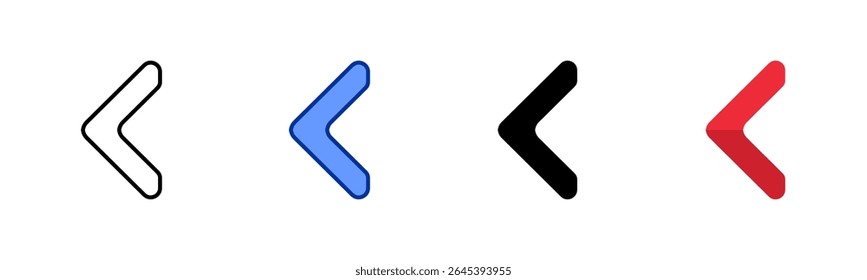 Left Arrow icon sheet multiple style collection